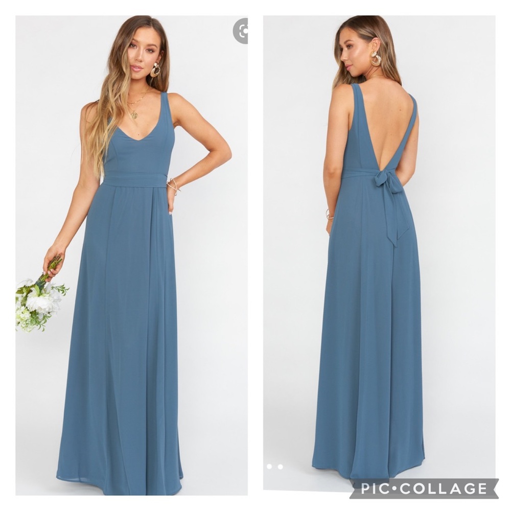 Show Me You Mumu Slate Blue Jenn Maxi Dress